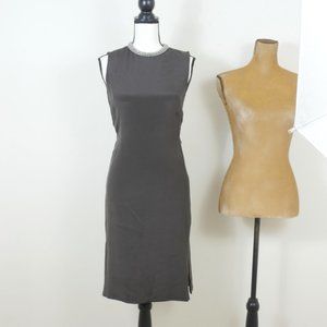 Phillip Lim 3.1 Dark Gray Sleeveless Open Back Zipper Side Jewel Neck SZ 4 Dress